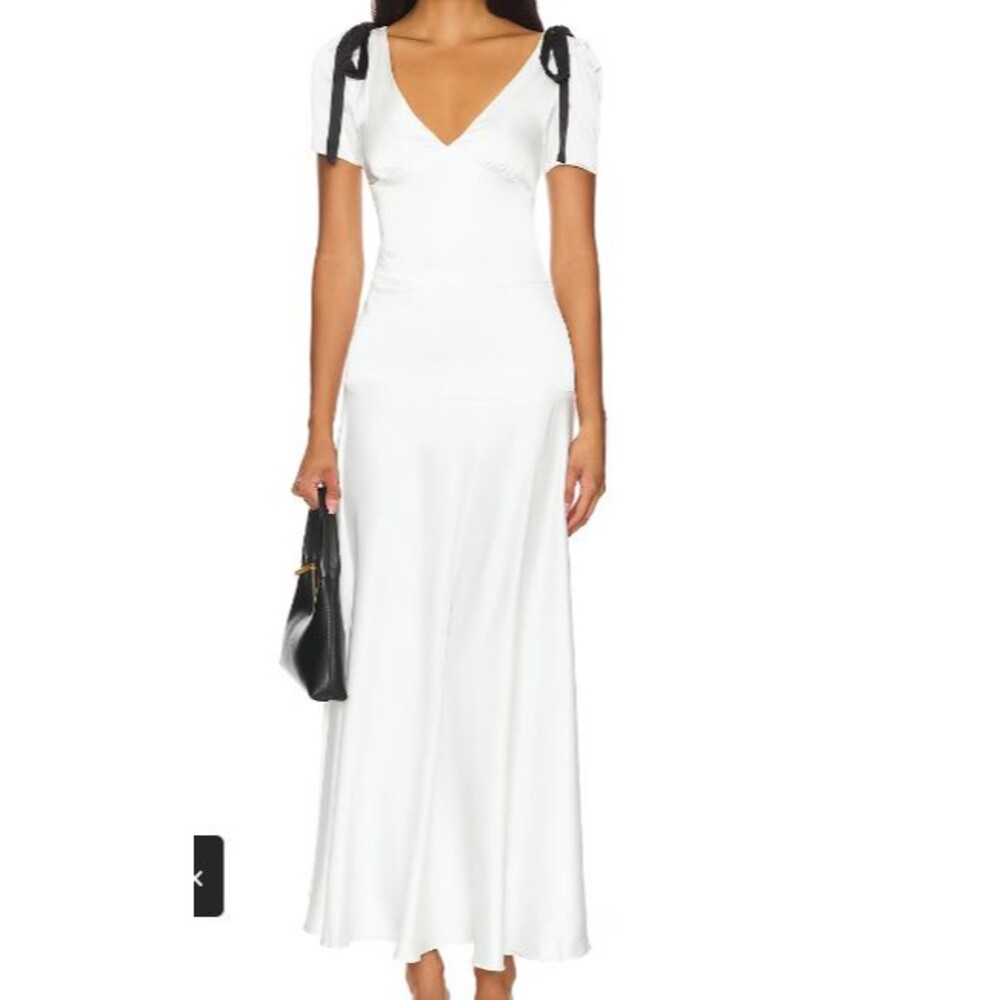White Long Lioness Anthropology Silky Dress Size S